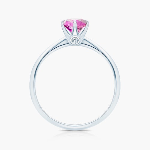 Pierścionek zaręczynowy The Journey: białe złoto, różowy szafir